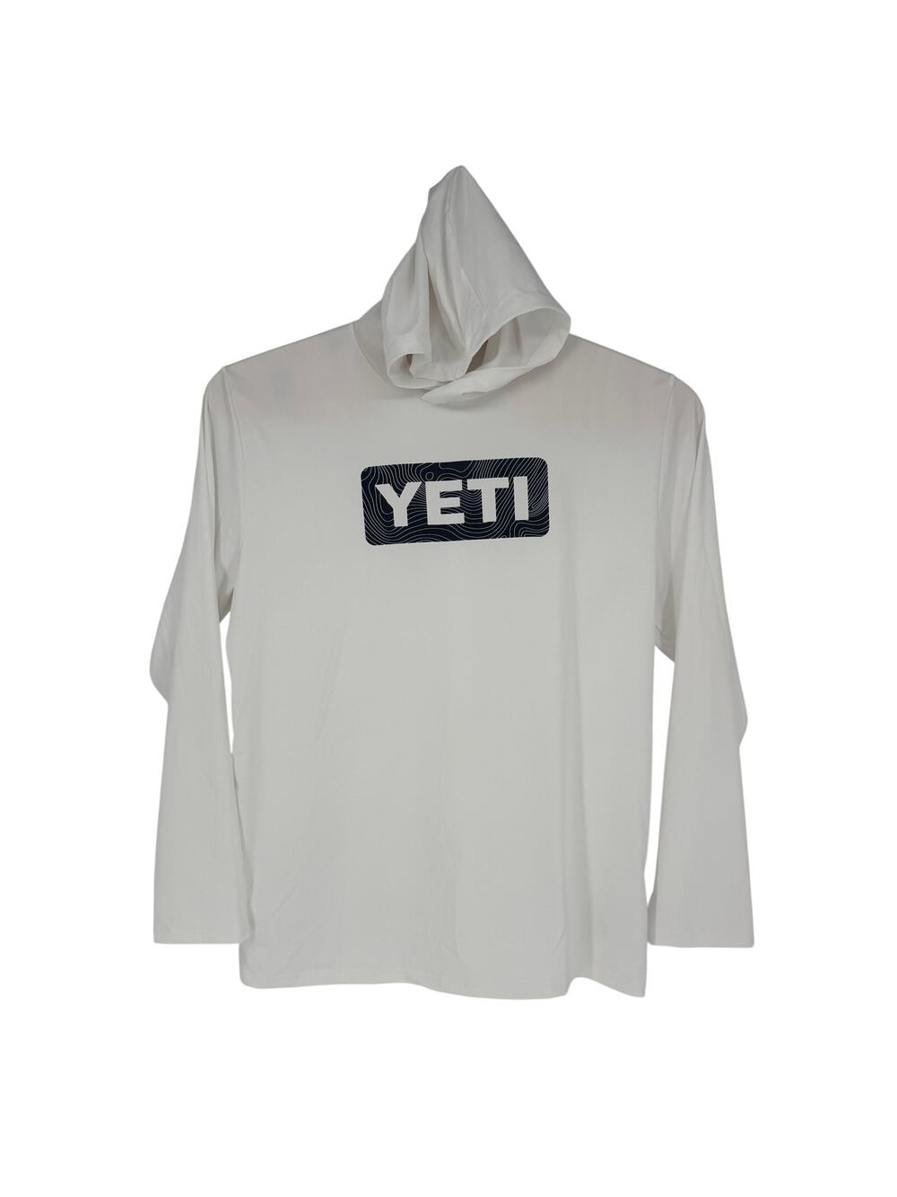 YETI Wave Logo Hooded Long-Sleeve Size XXL Men's White UPF 50+ protection
